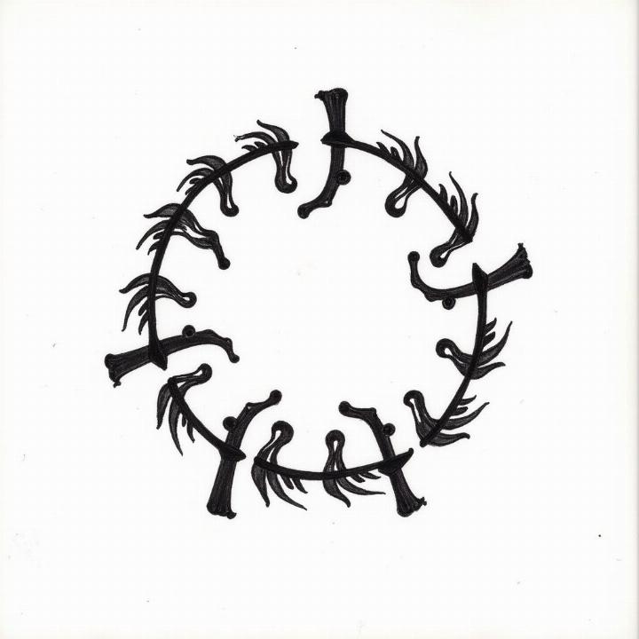 Hình xăm vòng tròn abstract phong cách blackwork, chi tiết rõ nét, độ phân giải cao 720x720.