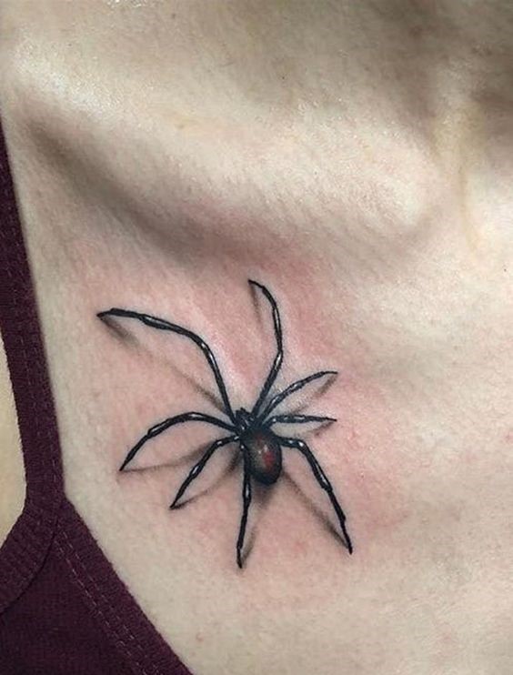 Hình xăm nhện 3D trên cổ, phong cách blackwork chi tiết, độ phân giải HD.