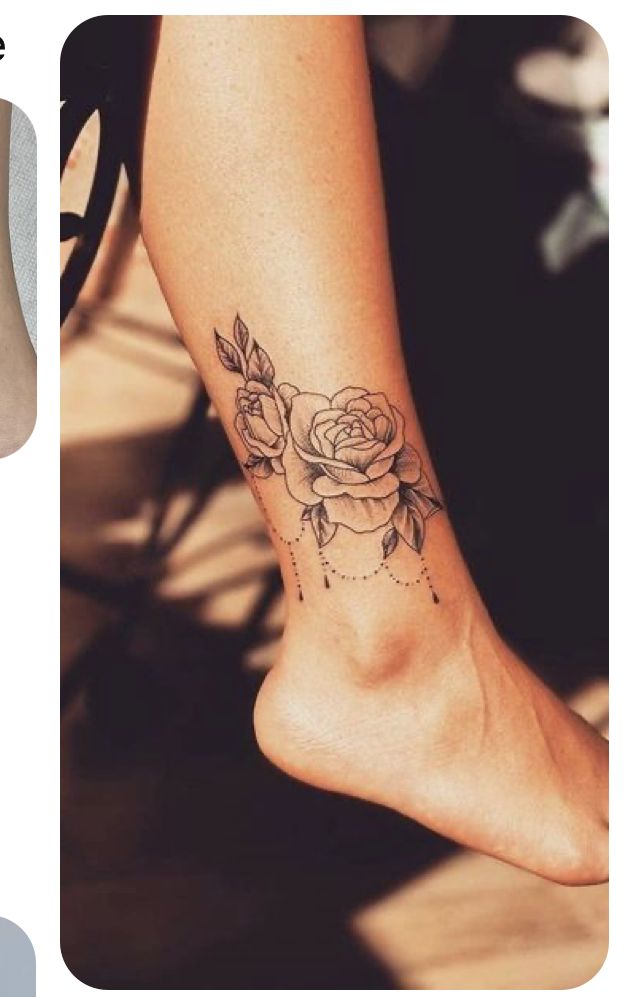 Hình xăm hoa hồng blackwork trên chân, phong cách tinh tế, độ chi tiết cao, ảnh chất lượng HD.