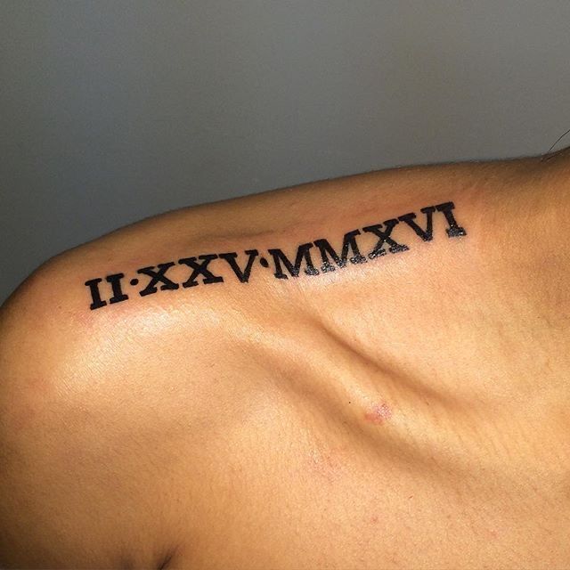 tattoo chữ la mã ở vai siêu đẹp Hình xăm số La Mã trên vai, phong cách blackwork, độ chi tiết cao, ảnh HD.