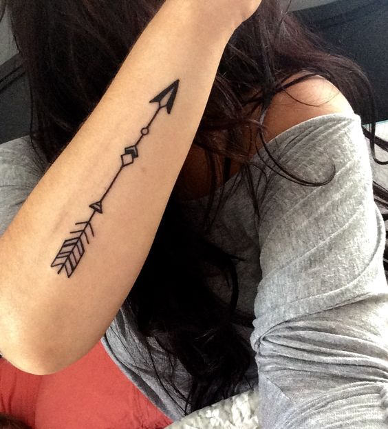ý nghĩa của hình xăm mũi tên Hình xăm mũi tên phong cách blackwork trên cánh tay, ảnh chi tiết HD.