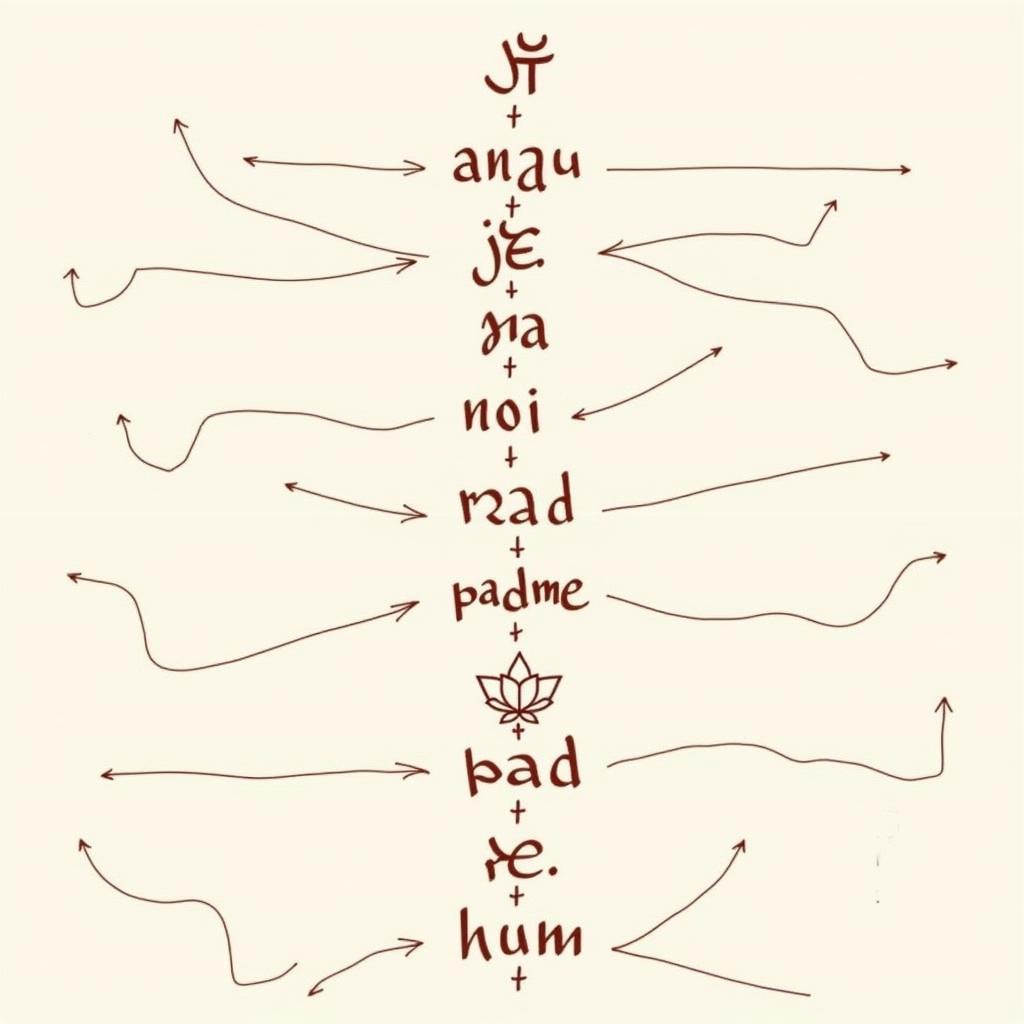 Hình xăm chữ Sanskrit với hoa sen, phong cách tối giản, độ phân giải HD.