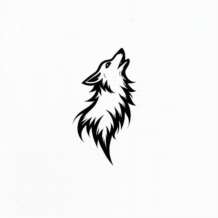 Hình xăm sói phong cách blackwork, chi tiết rõ nét, nền trắng, độ phân giải HD.