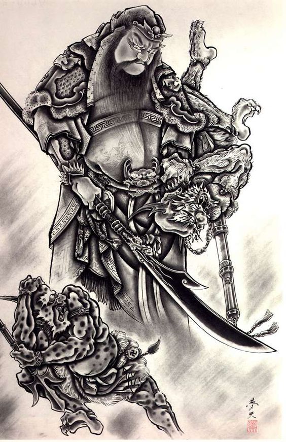 Hình xăm chiến binh cổ điển, phong cách blackwork chi tiết, độ phân giải HD.