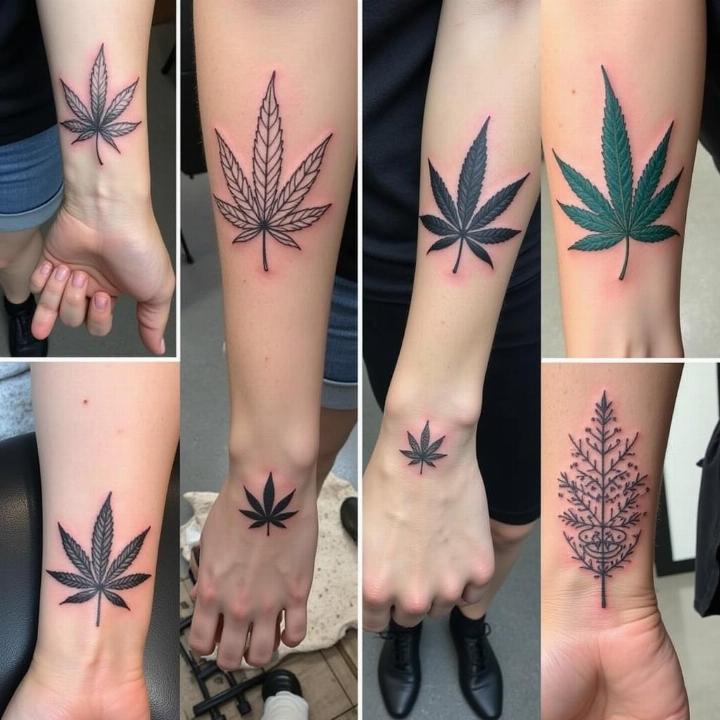 Hình xăm lá cần sa với đa dạng vị trí và thiết kế độc đáo