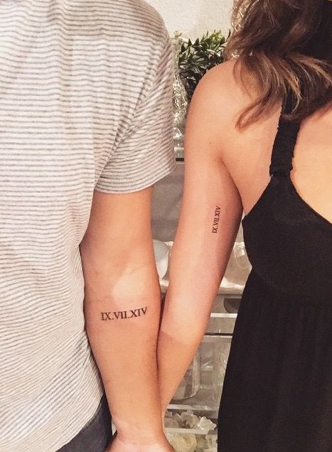 Tattoo cho đôi tình nhân với số la mã Hình xăm chữ số La Mã trên cánh tay, phong cách tối giản, độ phân giải cao, thể hiện sự tinh tế và ý nghĩa cá nhân.