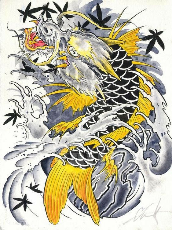 Hình xăm rồng phong cách truyền thống Nhật Bản, chi tiết sống động, độ phân giải cao.