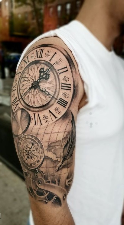 tattoo đồng hồ la mã cho quý ông