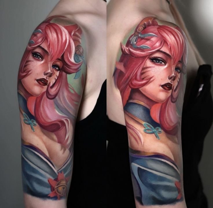tattoo ho ly chin duoi ahri kin bap tay 1