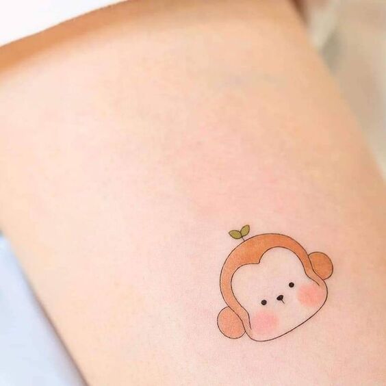 xăm khỉ con mini dễ thương Hình xăm mini hình chú khỉ dễ thương trên tay, phong cách màu nước, độ phân giải cao.